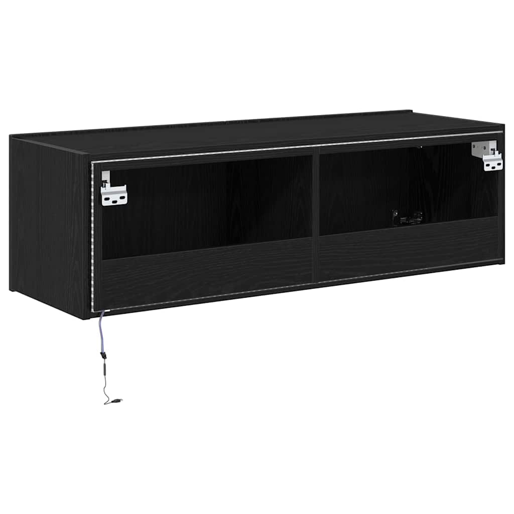 vidaXL Szafka pod telewizor z LED 2 pcs Czarny Dąb 100 x 35 x 31 cm