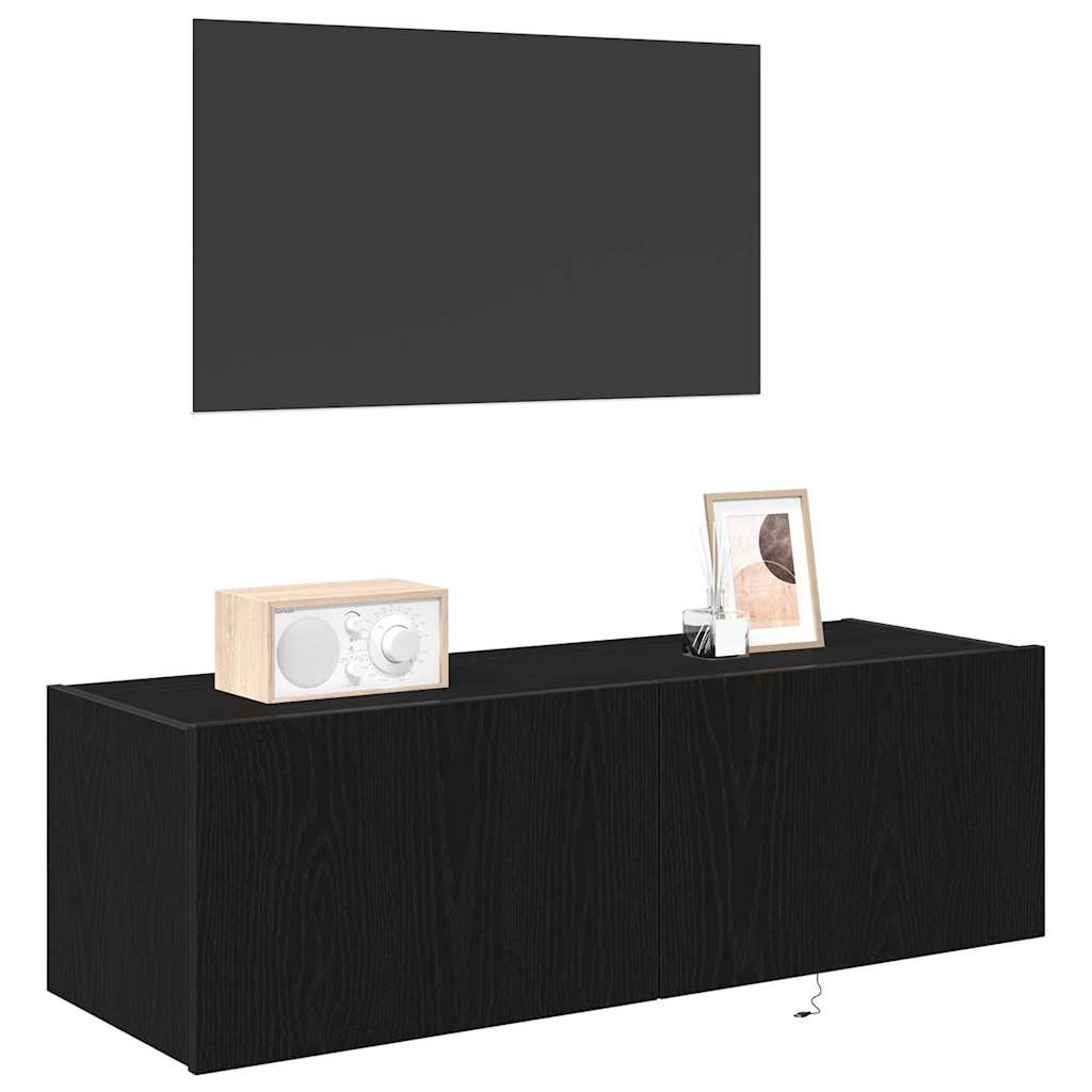 vidaXL Szafka pod telewizor z LED 2 pcs Czarny Dąb 100 x 35 x 31 cm