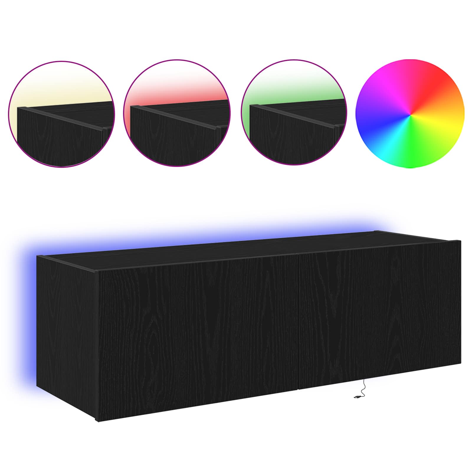 vidaXL Szafka pod telewizor z LED 2 pcs Czarny Dąb 100 x 35 x 31 cm