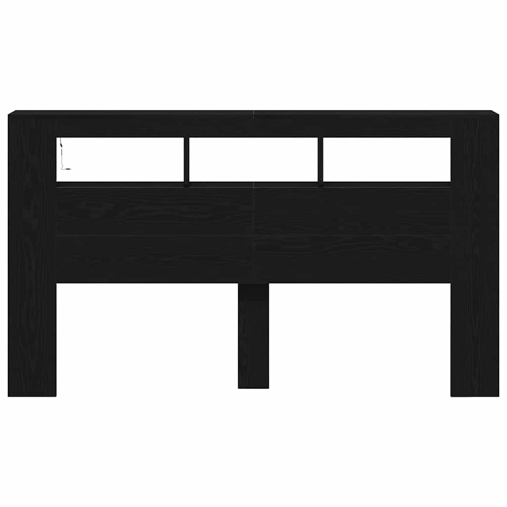 vidaXL Wezgłowie LED Ze LED Lights Czarny Dąb 180 x 18,5 x 103,5 cm