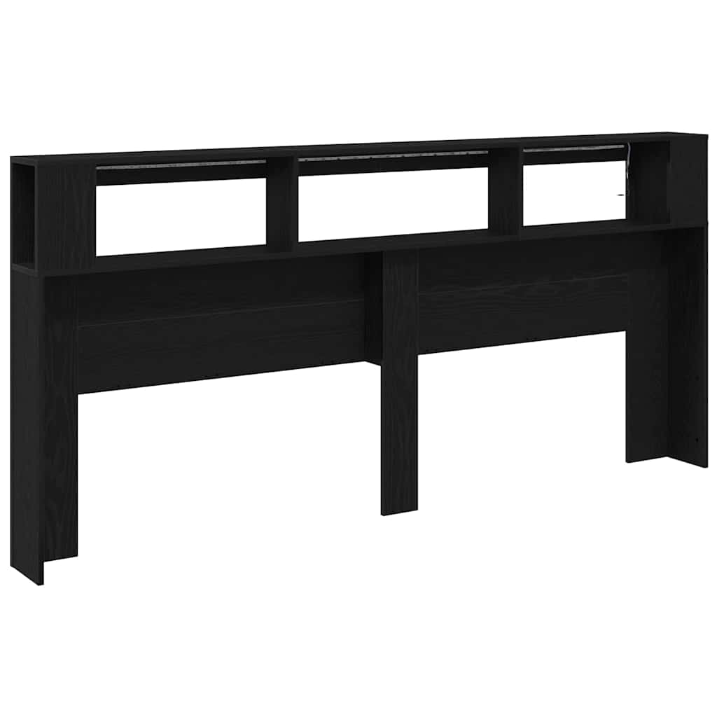 vidaXL Wezgłowie LED Ze LED Lights Czarny Dąb 220 x 18,5 x 103,5 cm