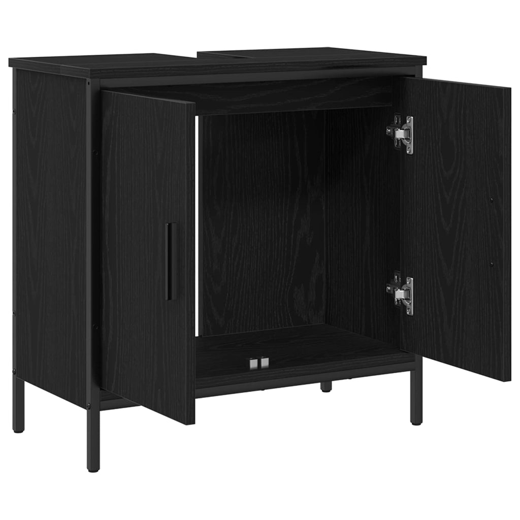 vidaXL Szafka pod umywalkę z drzwiami Czarny Dąb 60 x 30 x 60 cm