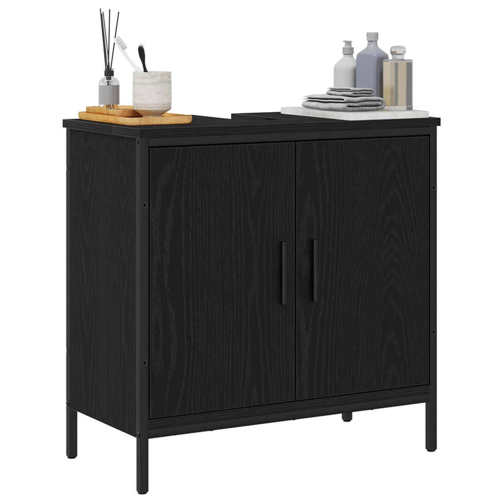 vidaXL Szafka pod umywalkę z drzwiami Czarny Dąb 60 x 30 x 60 cm
