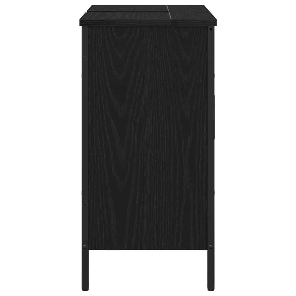 vidaXL Szafka pod umywalkę z drzwiami Czarny Dąb 60 x 30 x 60 cm