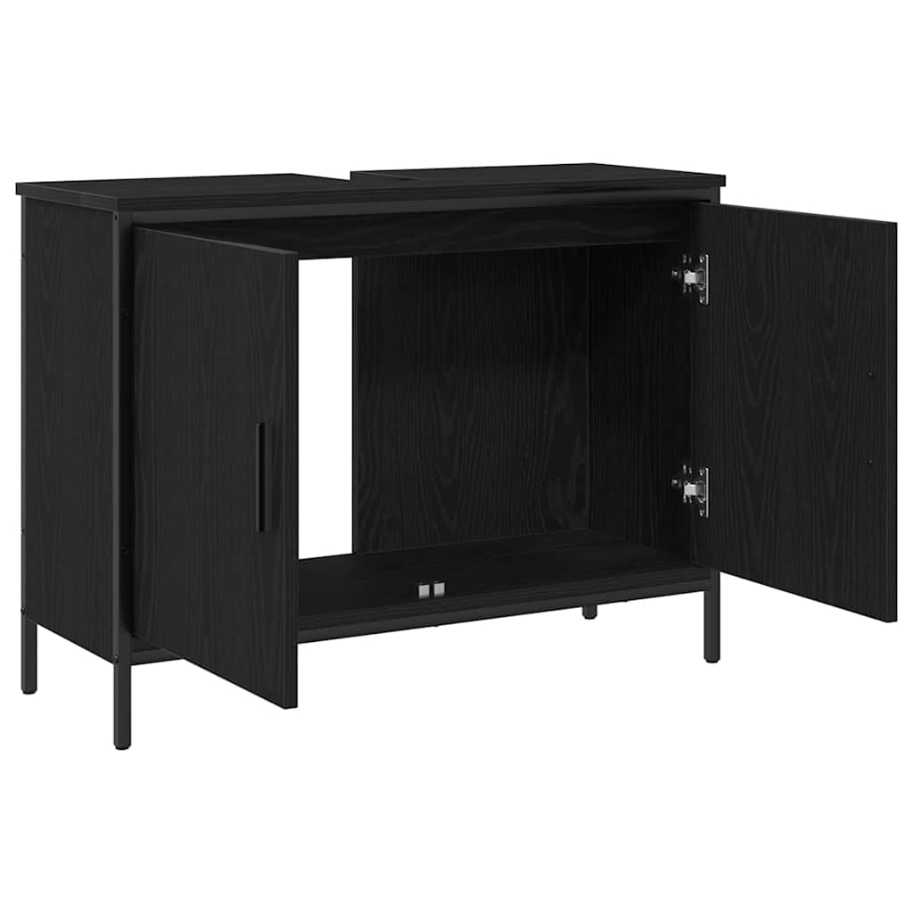 vidaXL Szafka pod umywalkę z drzwiami Czarny Dąb 80 x 30 x 60 cm