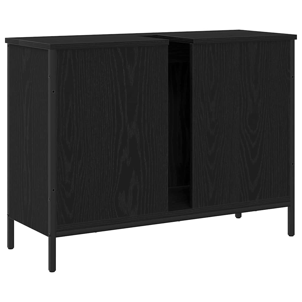vidaXL Szafka pod umywalkę z drzwiami Czarny Dąb 80 x 30 x 60 cm