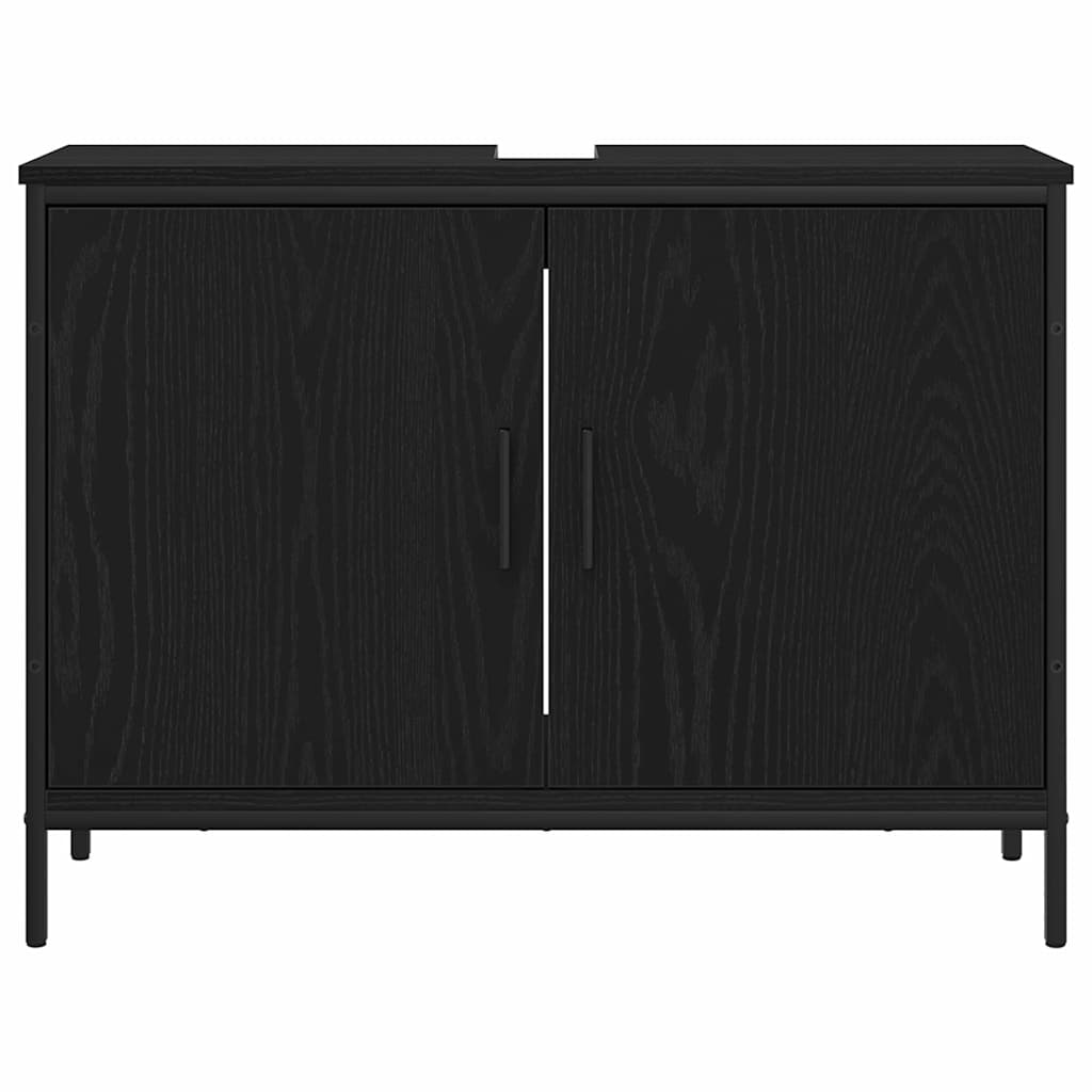 vidaXL Szafka pod umywalkę z drzwiami Czarny Dąb 80 x 30 x 60 cm