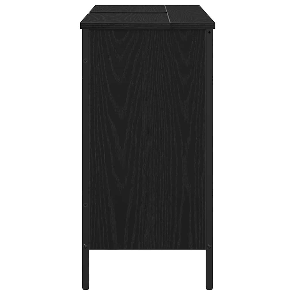 vidaXL Szafka pod umywalkę z drzwiami Czarny Dąb 80 x 30 x 60 cm