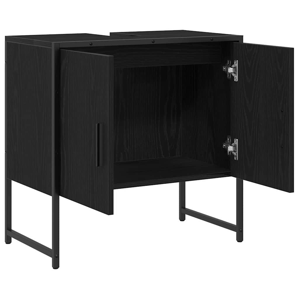 vidaXL Szafka pod umywalkę z drzwiami Czarny Dąb 60 x 30 x 60 cm