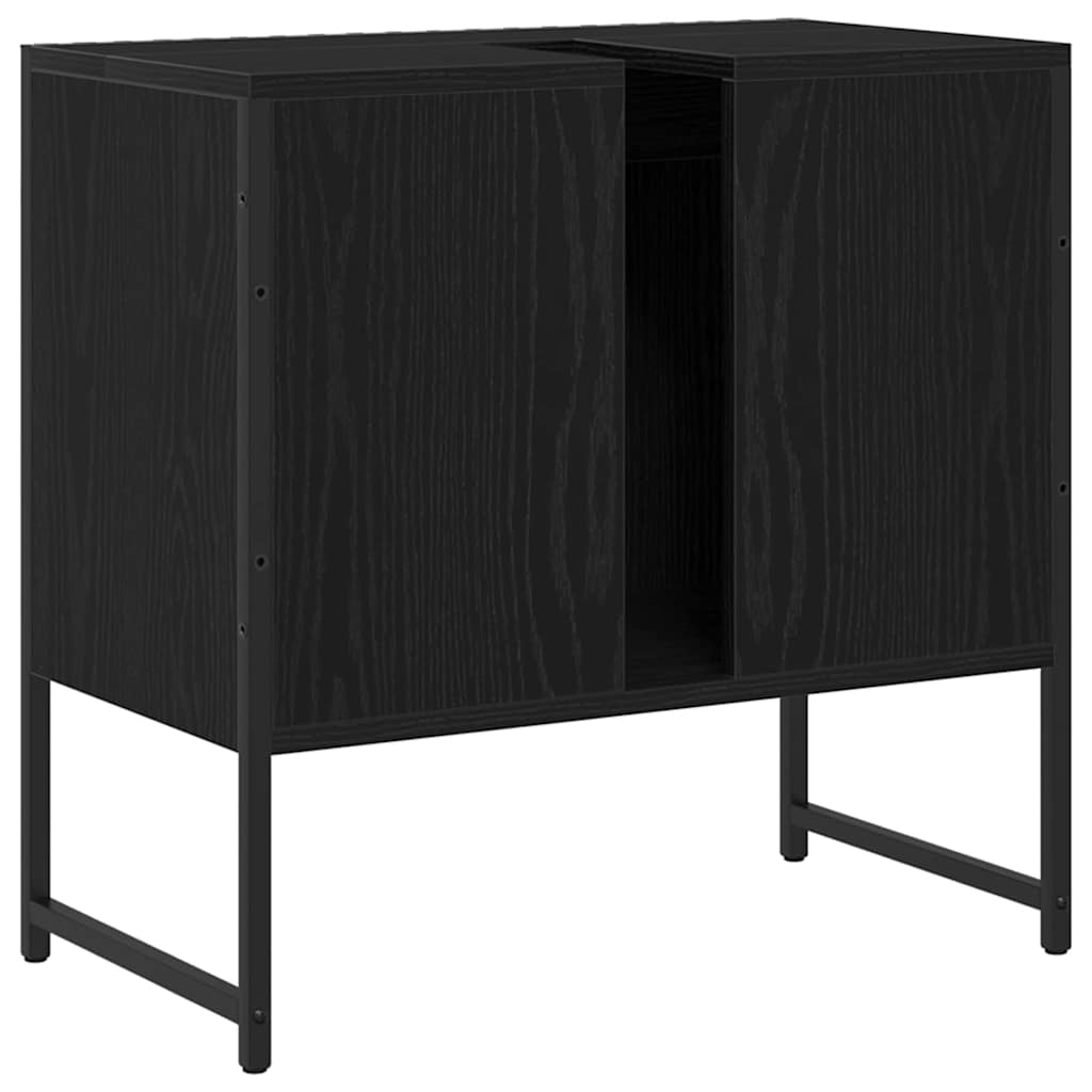vidaXL Szafka pod umywalkę z drzwiami Czarny Dąb 60 x 30 x 60 cm