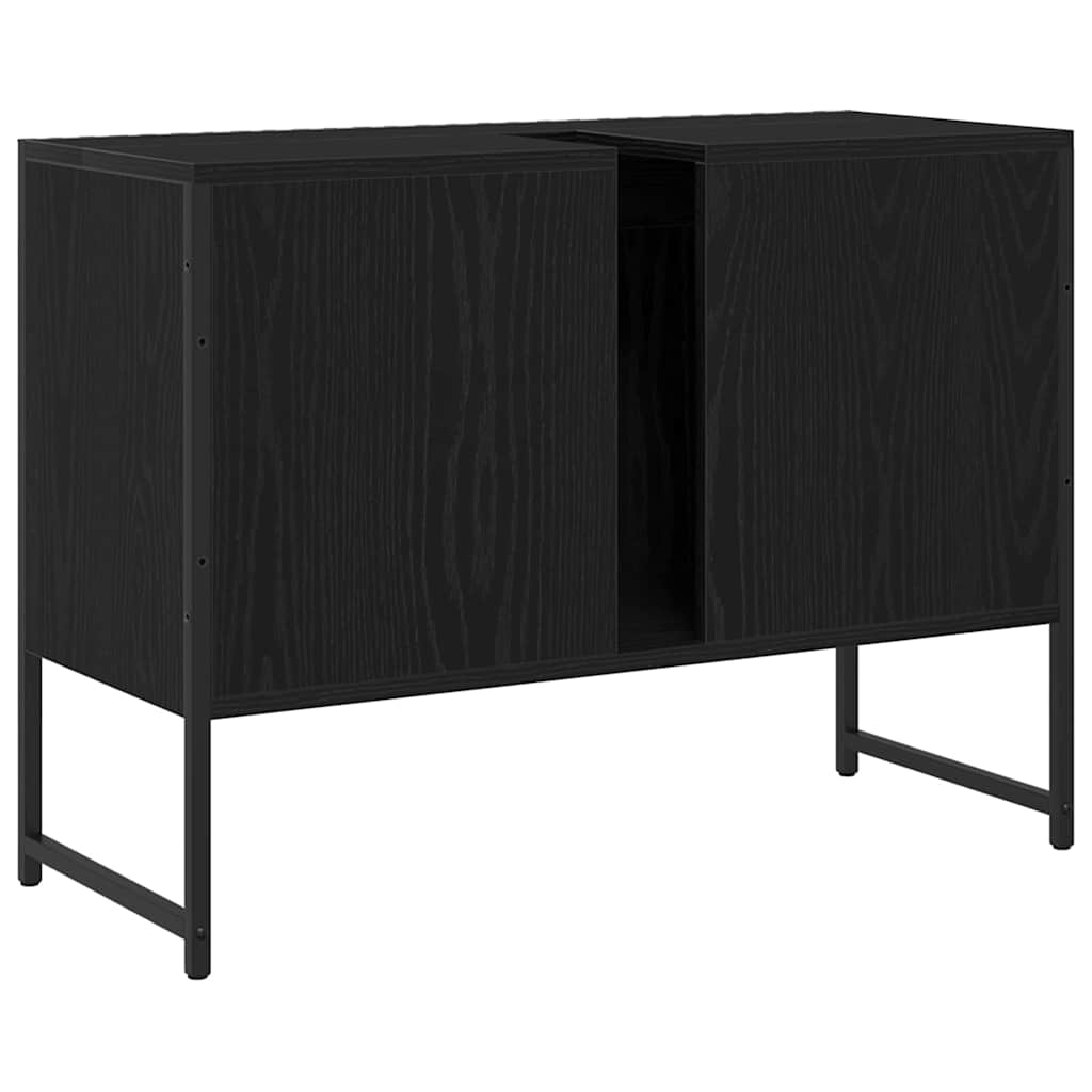 vidaXL Szafka pod umywalkę z drzwiami Czarny Dąb 80 x 30 x 60 cm