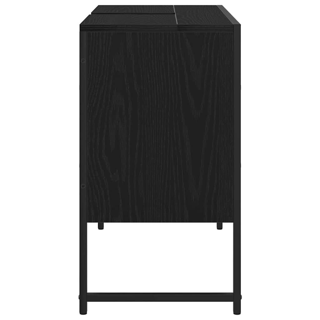 vidaXL Szafka pod umywalkę z drzwiami Czarny Dąb 80 x 30 x 60 cm