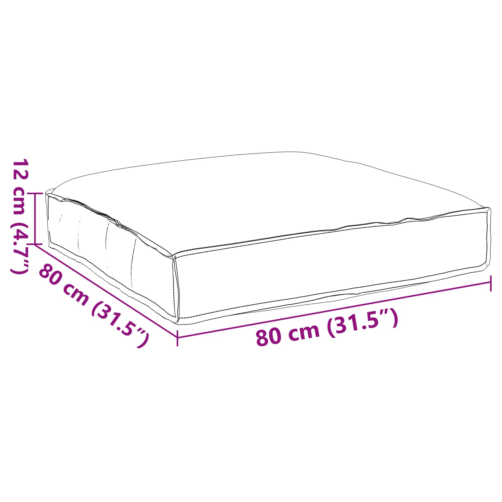vidaXL Poduszka Czerwone wino 80 x 80 x 12 cm Materiał Oxford