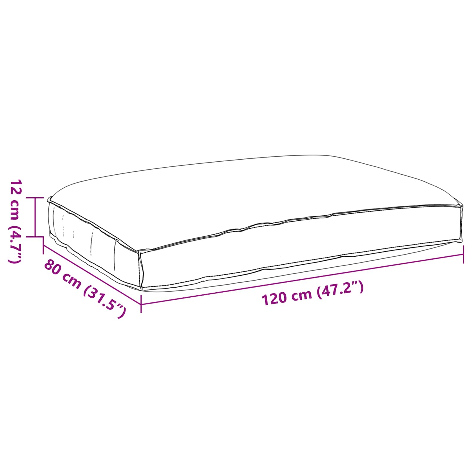 vidaXL Poduszka Antracyt 120 x 80 x 12 cm Materiał Oxford
