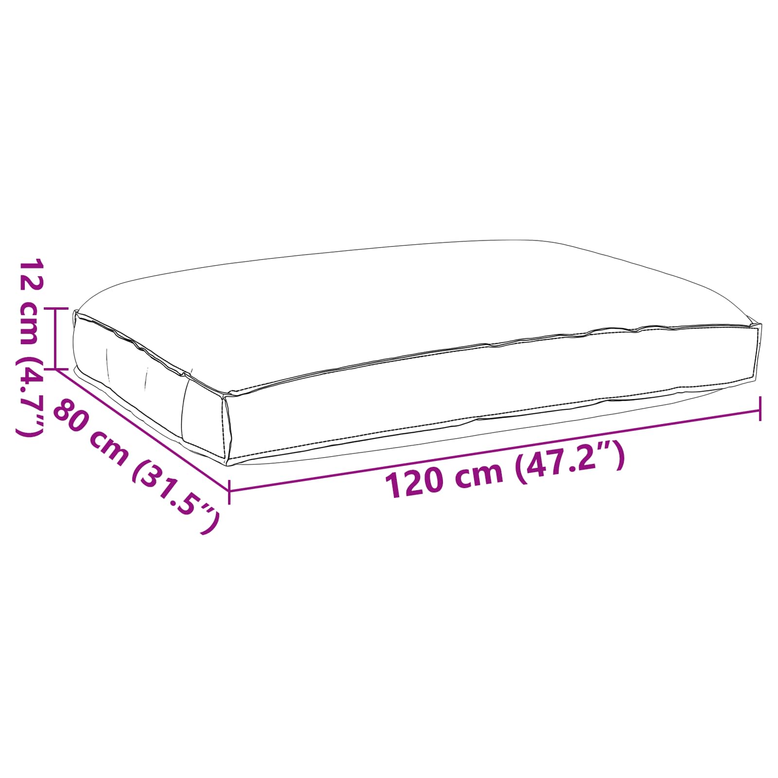 vidaXL Poduszka Niebieski królewski 120 x 80 x 12 cm Materiał Oxford