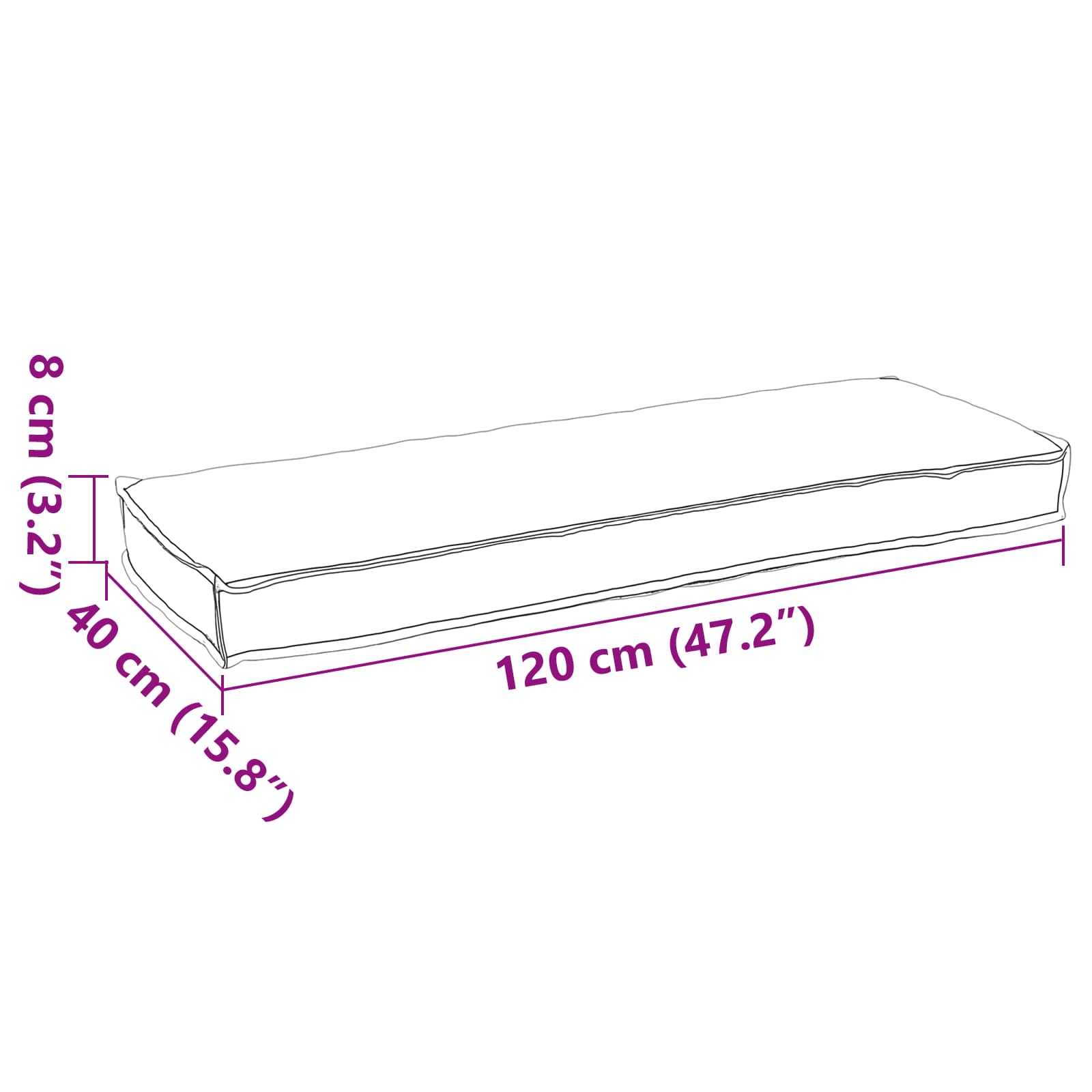 vidaXL Poduszka Antracyt 120 x 40 x 8 cm Materiał Oxford