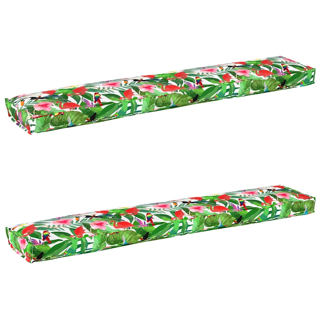 vidaXL Zestaw poduszek na paletę Kwiatowy 2 pcs Tropikalna dżungla