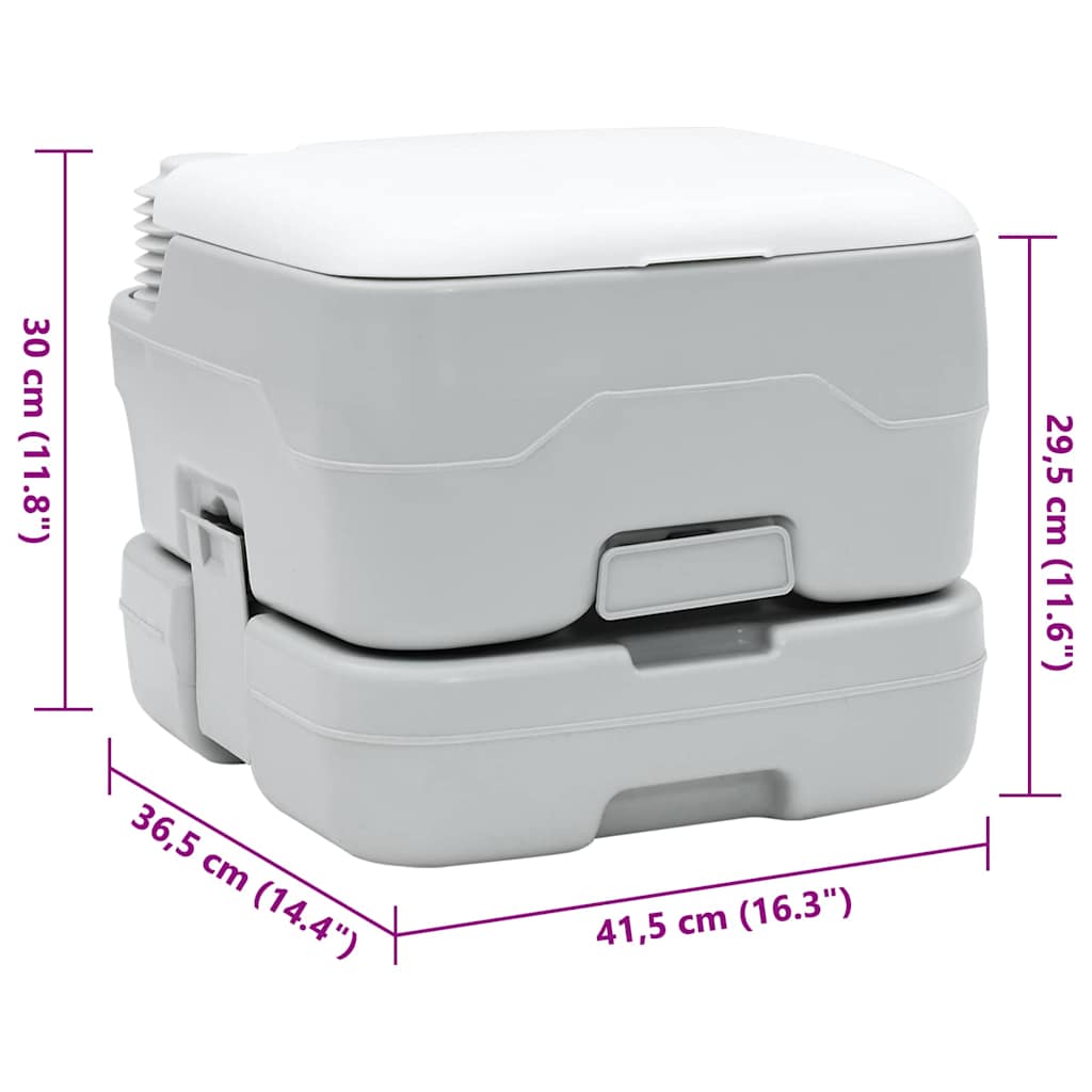 vidaXL Toaleta kempingowa Szary i biały 41,5 x 36,5 x 30 cm Polietylen