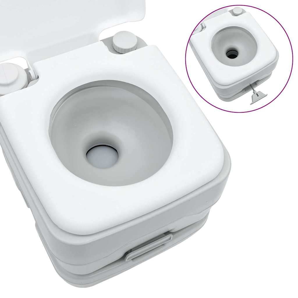 vidaXL Zestaw toalety campingowej 2 pcs Szary i biały