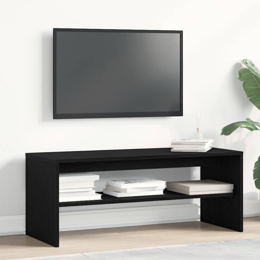 vidaXL Szafka RTV Czarny Dąb 100x40x40 cm Drewno klejone