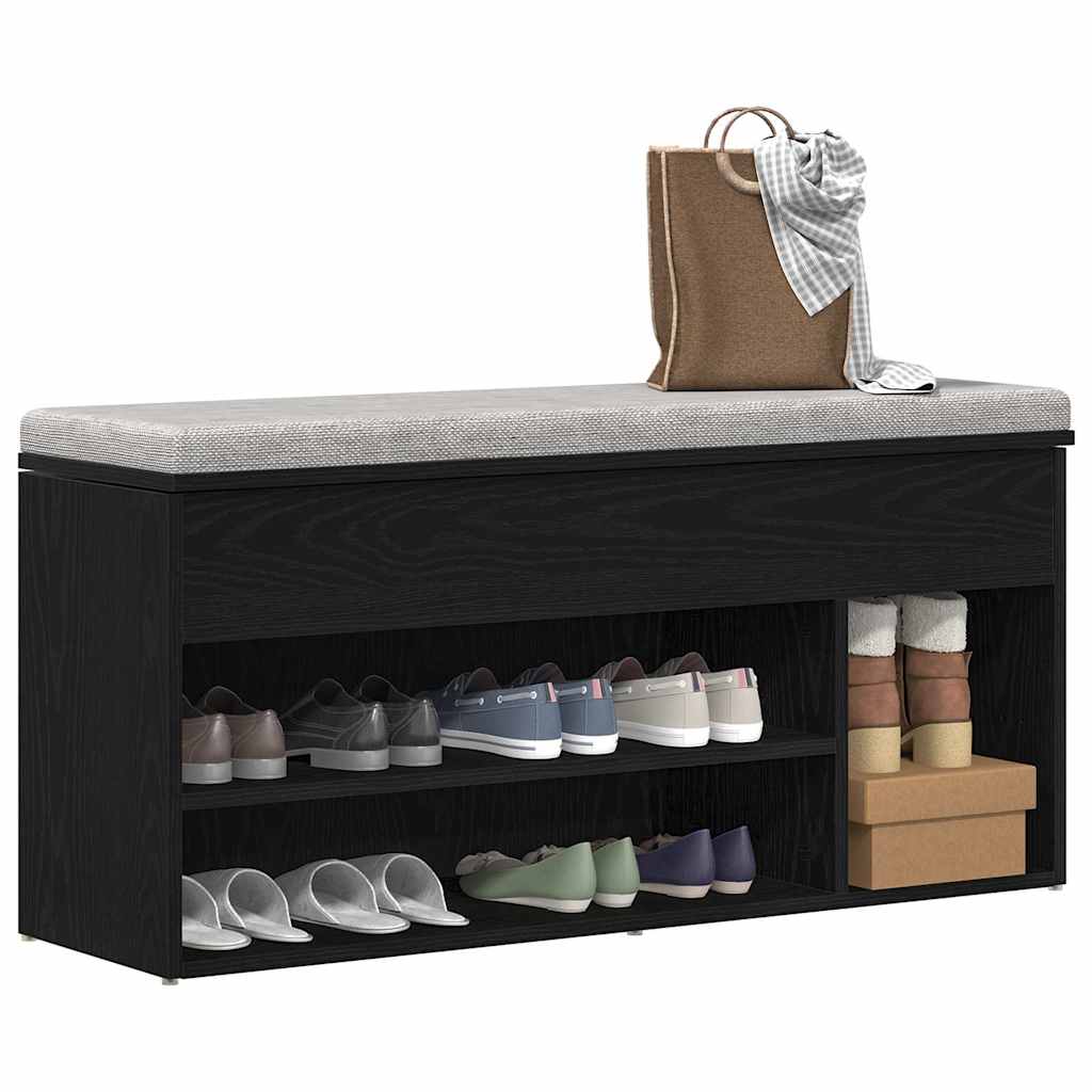 vidaXL Ławka na buty Czarny dąb 102x30,5x45 cm Drewno klejone