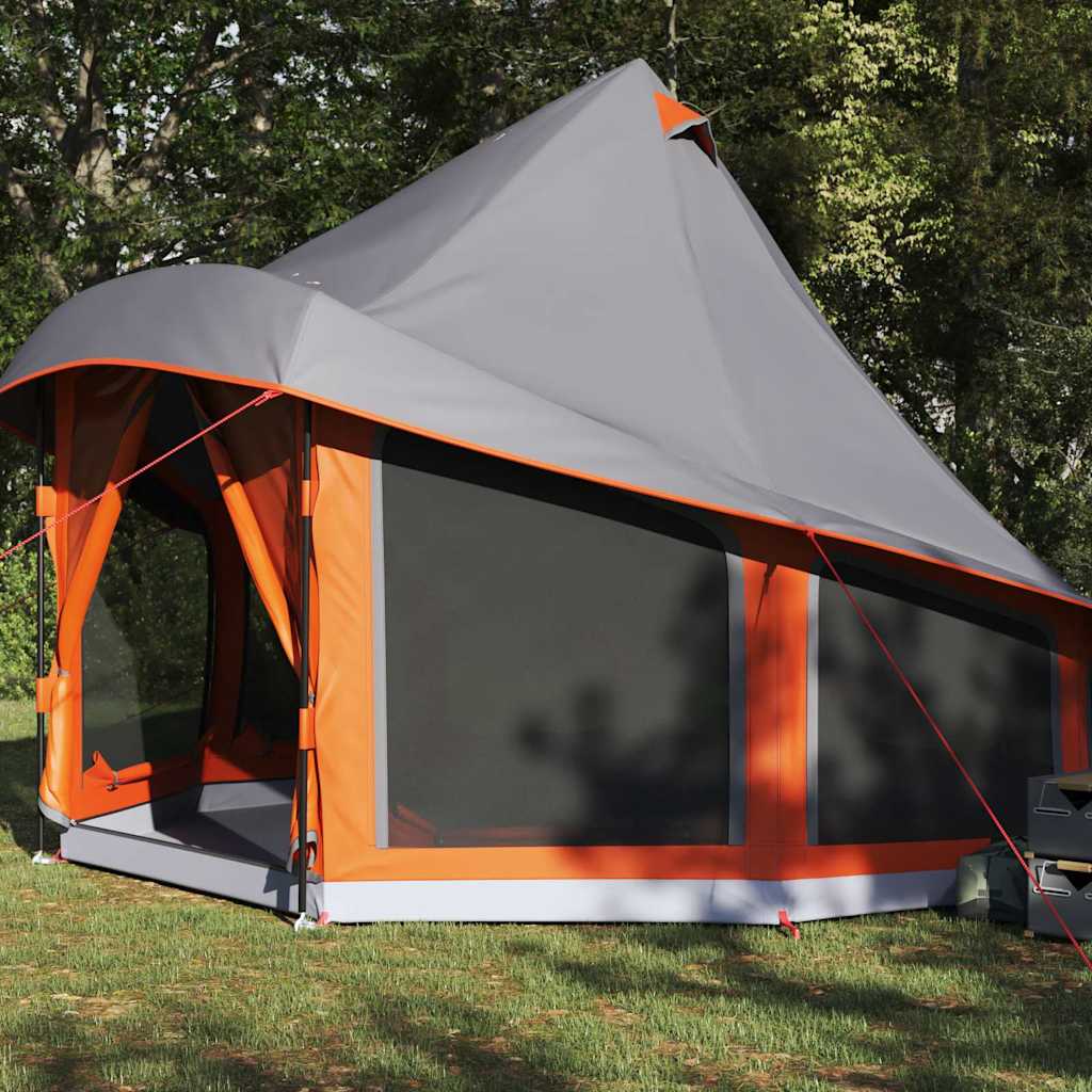 vidaXL Namiot Tipi Szary i pomarańczowy 404 x 370 x 270 cm tafta