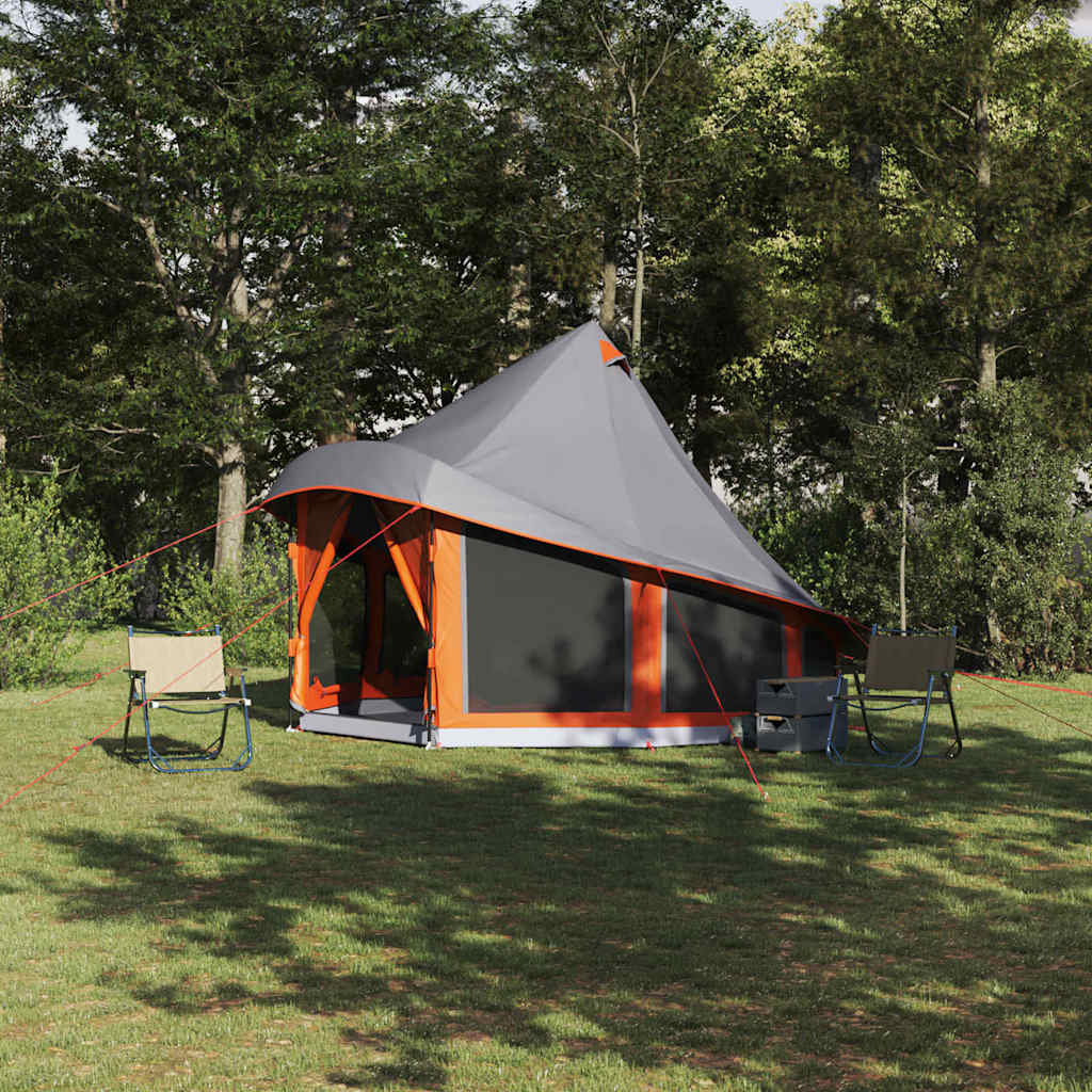 vidaXL Namiot Tipi Szary i pomarańczowy 404 x 370 x 270 cm tafta