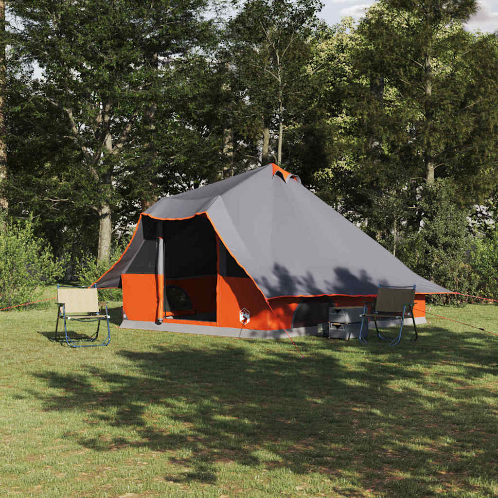 vidaXL Namiot Tipi Szary i pomarańczowy 358 x 296 x 258 cm tafta