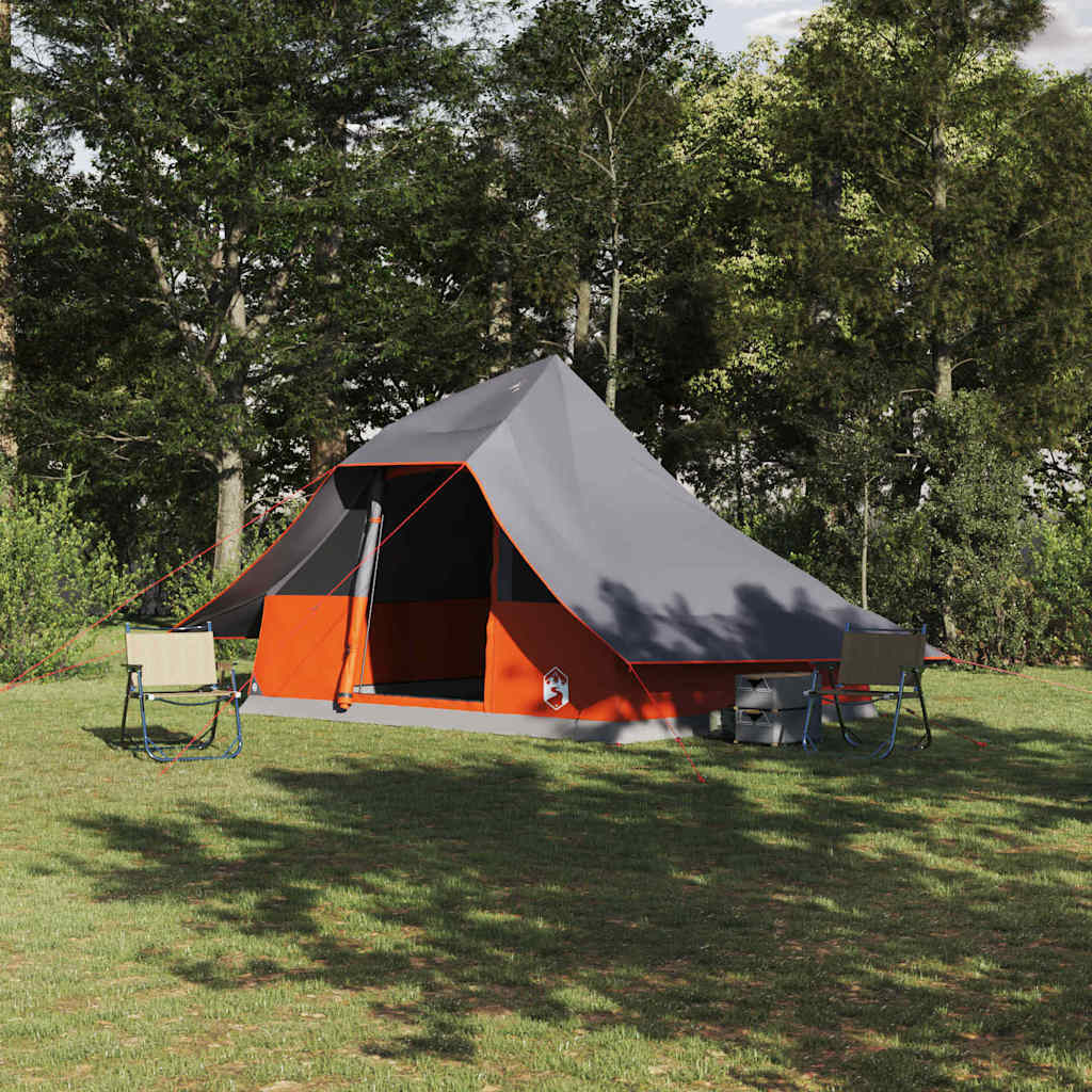 vidaXL Namiot Tipi Szary i pomarańczowy 364 x 281 x 257 cm tafta