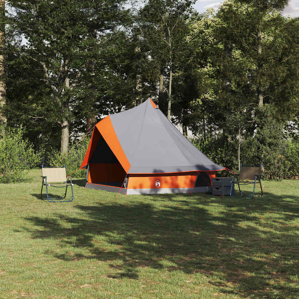 vidaXL Namiot Tipi Szary i pomarańczowy 400 x 346 x 250 cm tafta