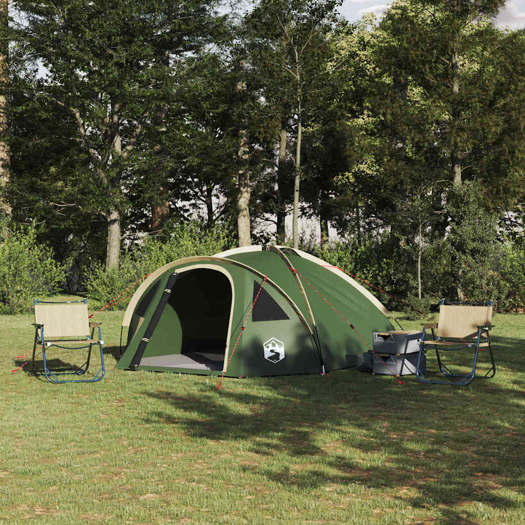 vidaXL Namiot kopułowy 4-osobowy 308 x 268 x 130 cm zielony tafta