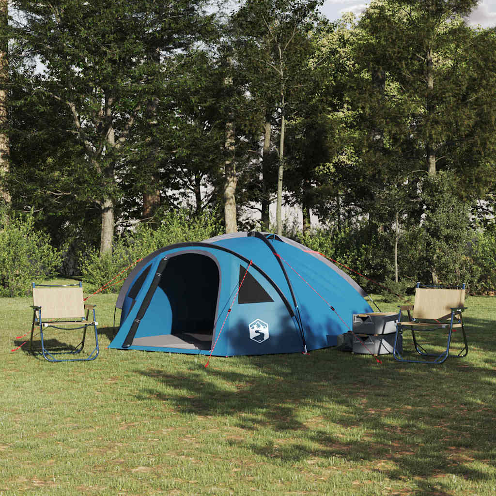 vidaXL Namiot kopułowy 4-osobowy 308 x 268 x 130 cm niebieski tafta