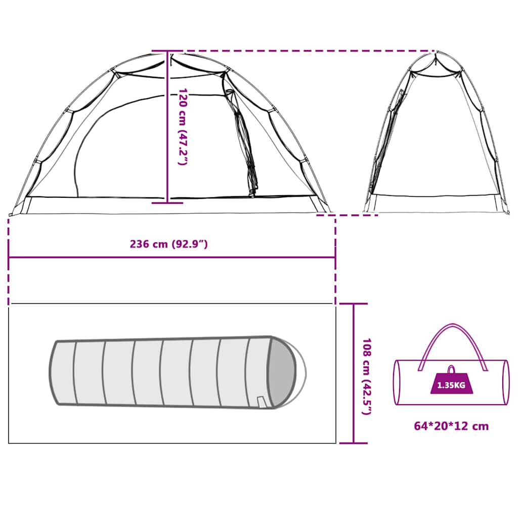 vidaXL Namiot z dachem Szary i czarny 236 x 108 x 120 cm