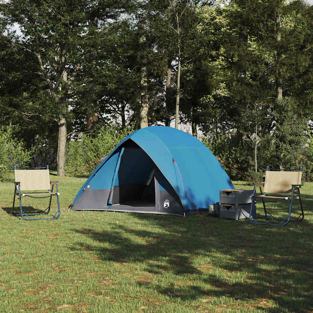 vidaXL Namiot campingowy z dachem Niebieski 320 x 275 x 190 cm tafta