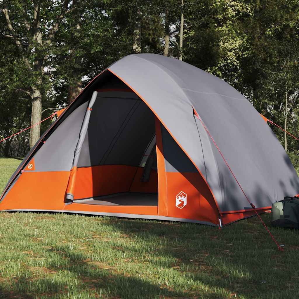 vidaXL Namiot campingowy Szary i pomarańczowy 320 x 275 x 190 cm tafta