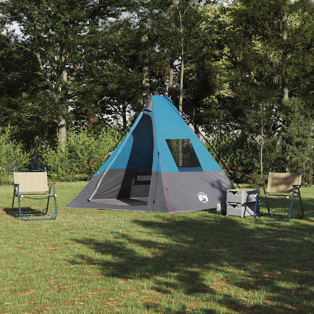 vidaXL Namiot Tipi z dachem Niebieski 383 x 338 x 217 cm tafta