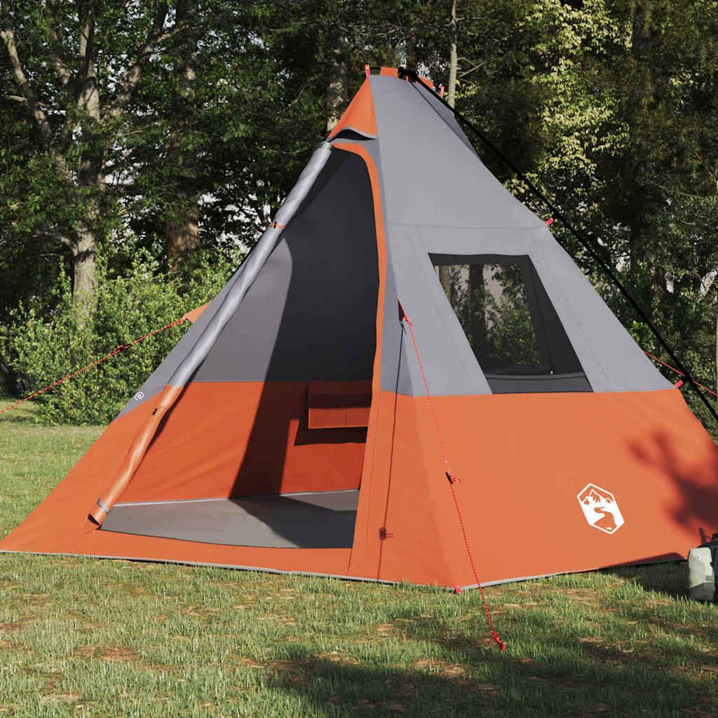 vidaXL Namiot Tipi Szary i pomarańczowy 383 x 338 x 217 cm tafta