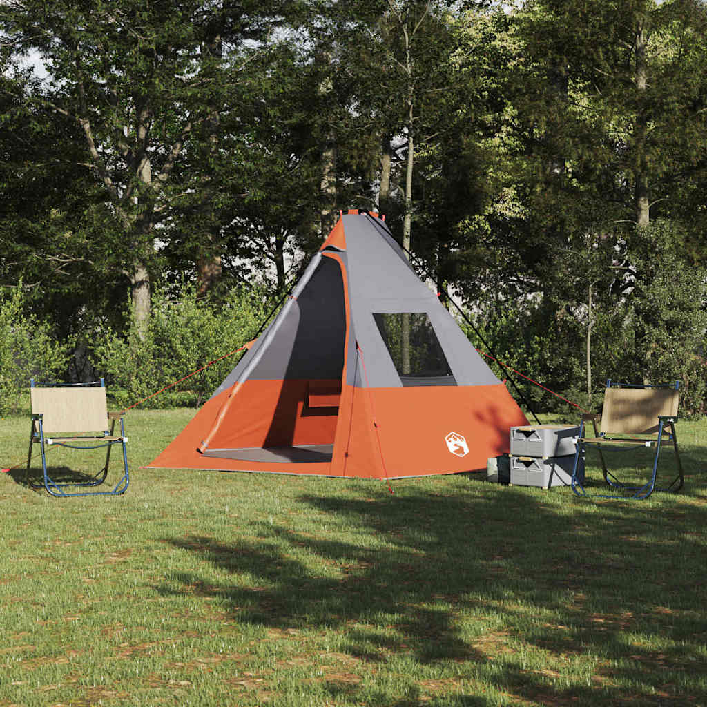 vidaXL Namiot Tipi Szary i pomarańczowy 383 x 338 x 217 cm tafta