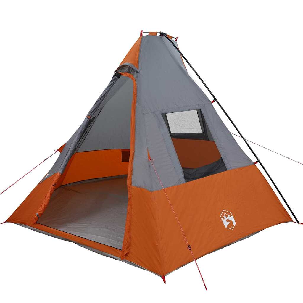 vidaXL Namiot Tipi Szary i pomarańczowy 383 x 338 x 217 cm tafta