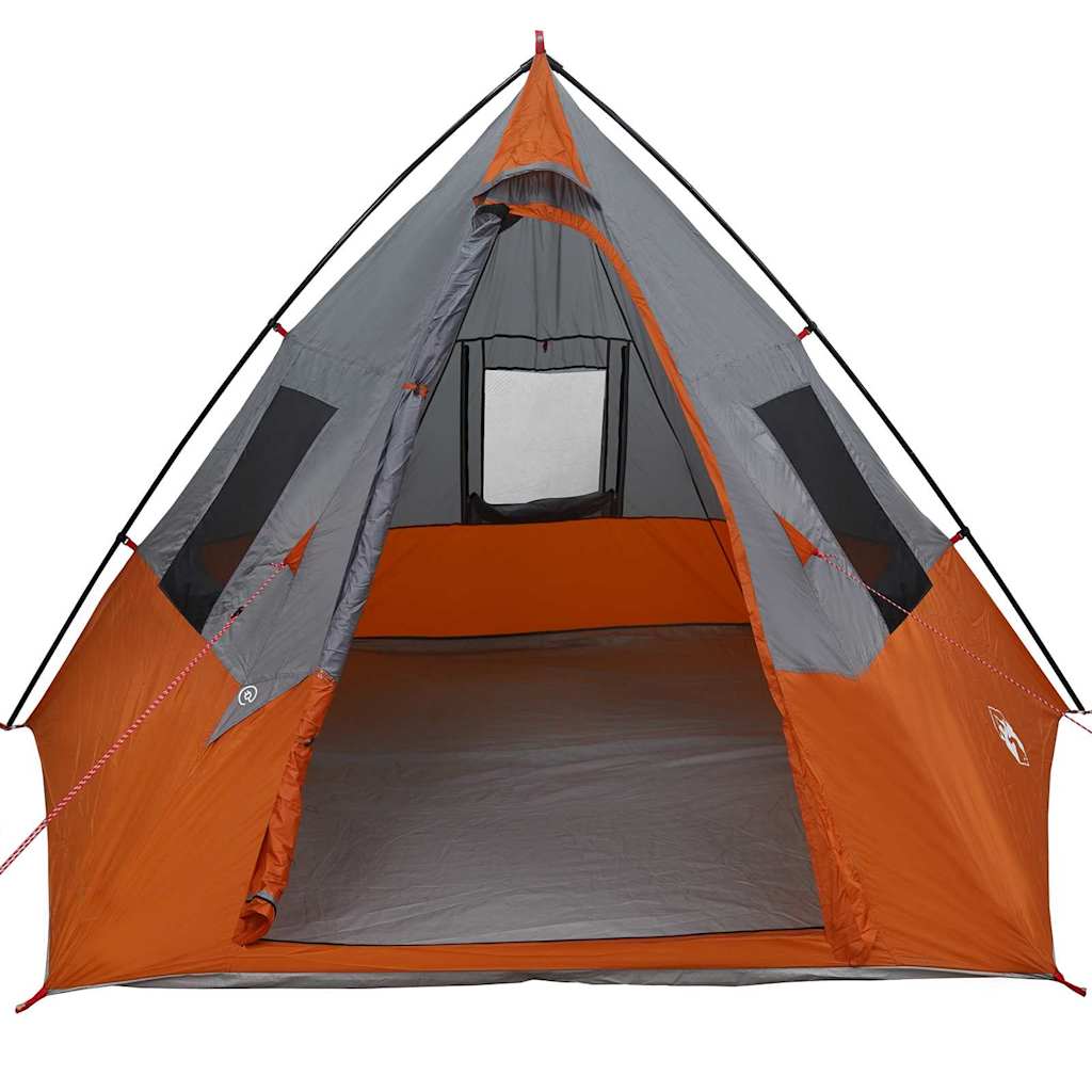 vidaXL Namiot Tipi Szary i pomarańczowy 383 x 338 x 217 cm tafta
