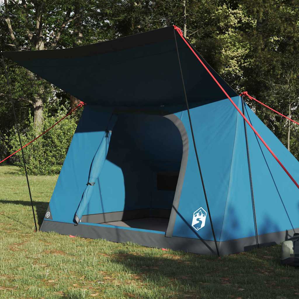 vidaXL Namiot campingowy z dachem Niebieski 223 x 163 x 130 cm tafta