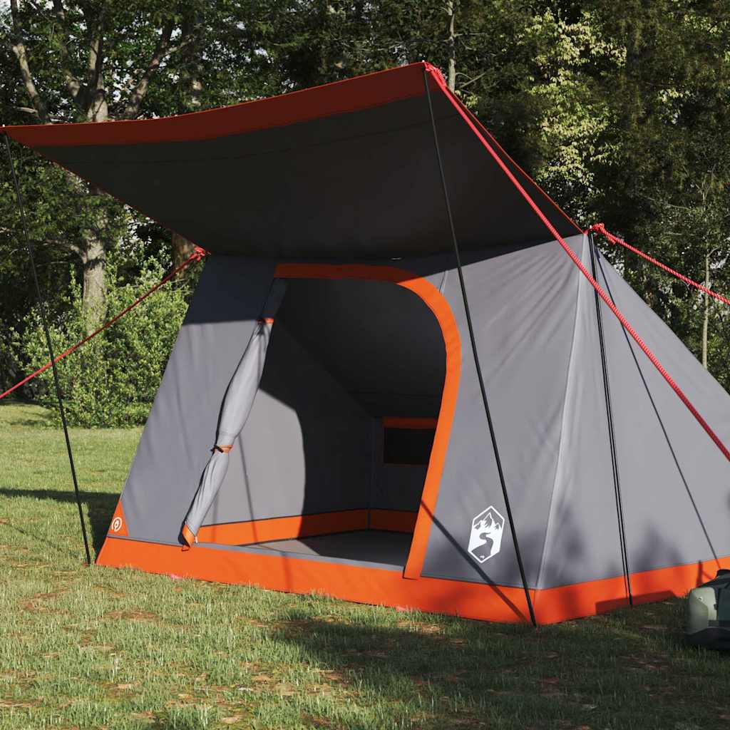 vidaXL Namiot campingowy Szary i pomarańczowy 223 x 163 x 130 cm tafta