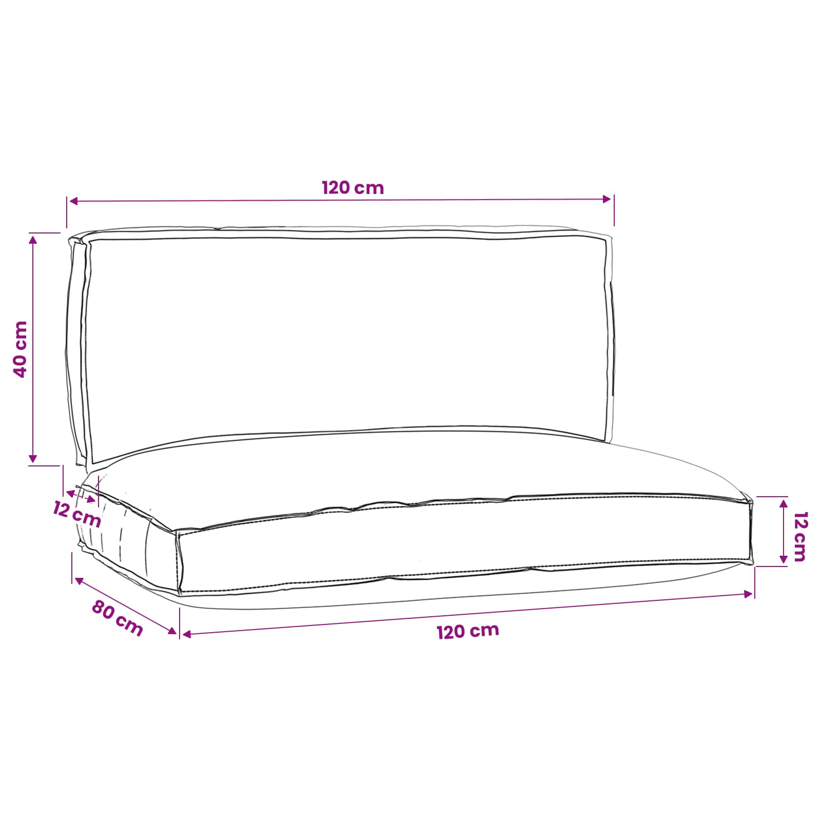 vidaXL Zestaw poduszek na paletę 2 pcs Antracyt Materiał Oxford