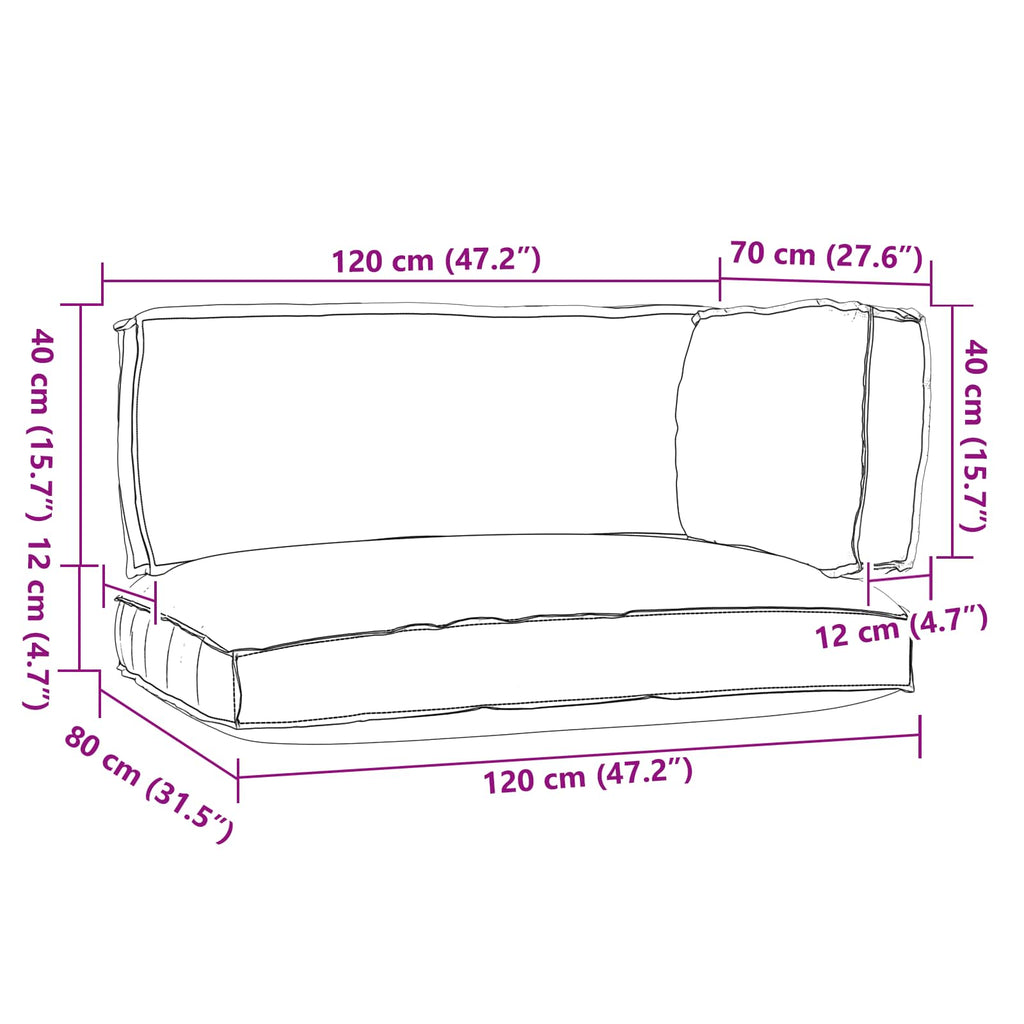 vidaXL Zestaw poduszek na paletę 3 pcs Antracyt Materiał Oxford