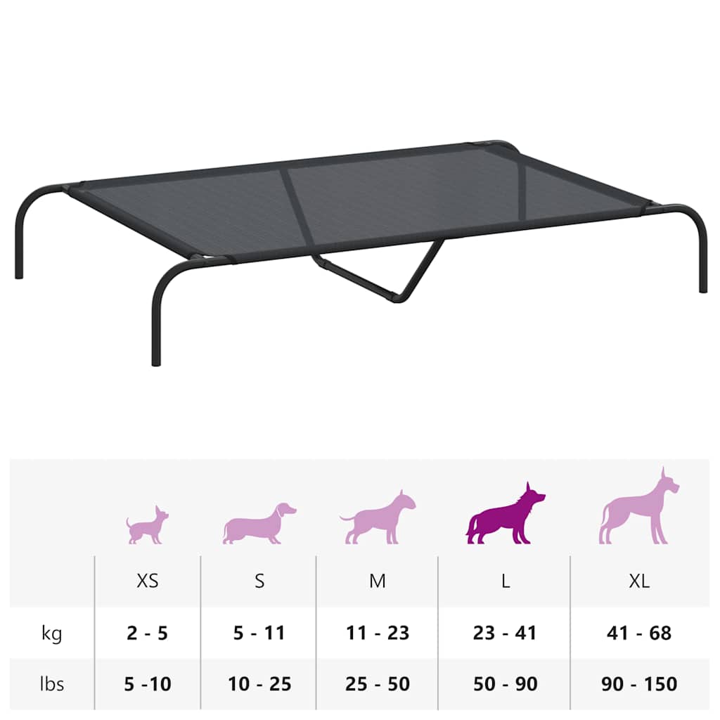 vidaXL Podwyższone legowisko dla psa czarne 130x80x20 cm