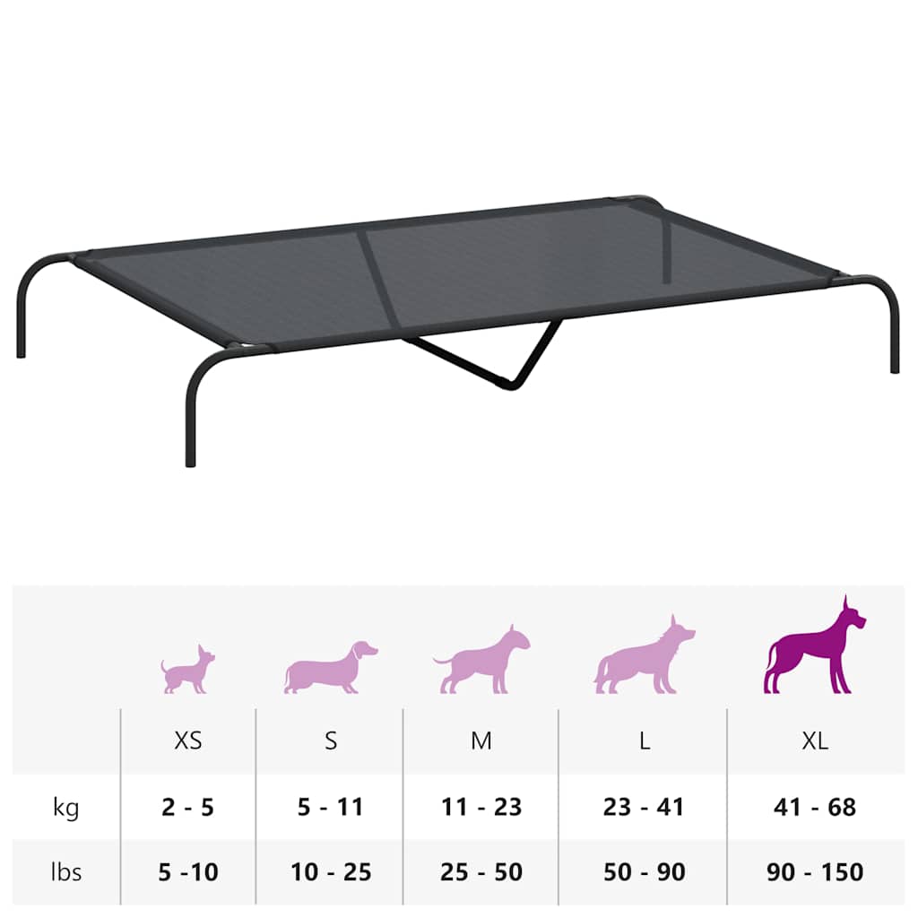 vidaXL Podwyższone legowisko dla psa czarne 150x90x20 cm