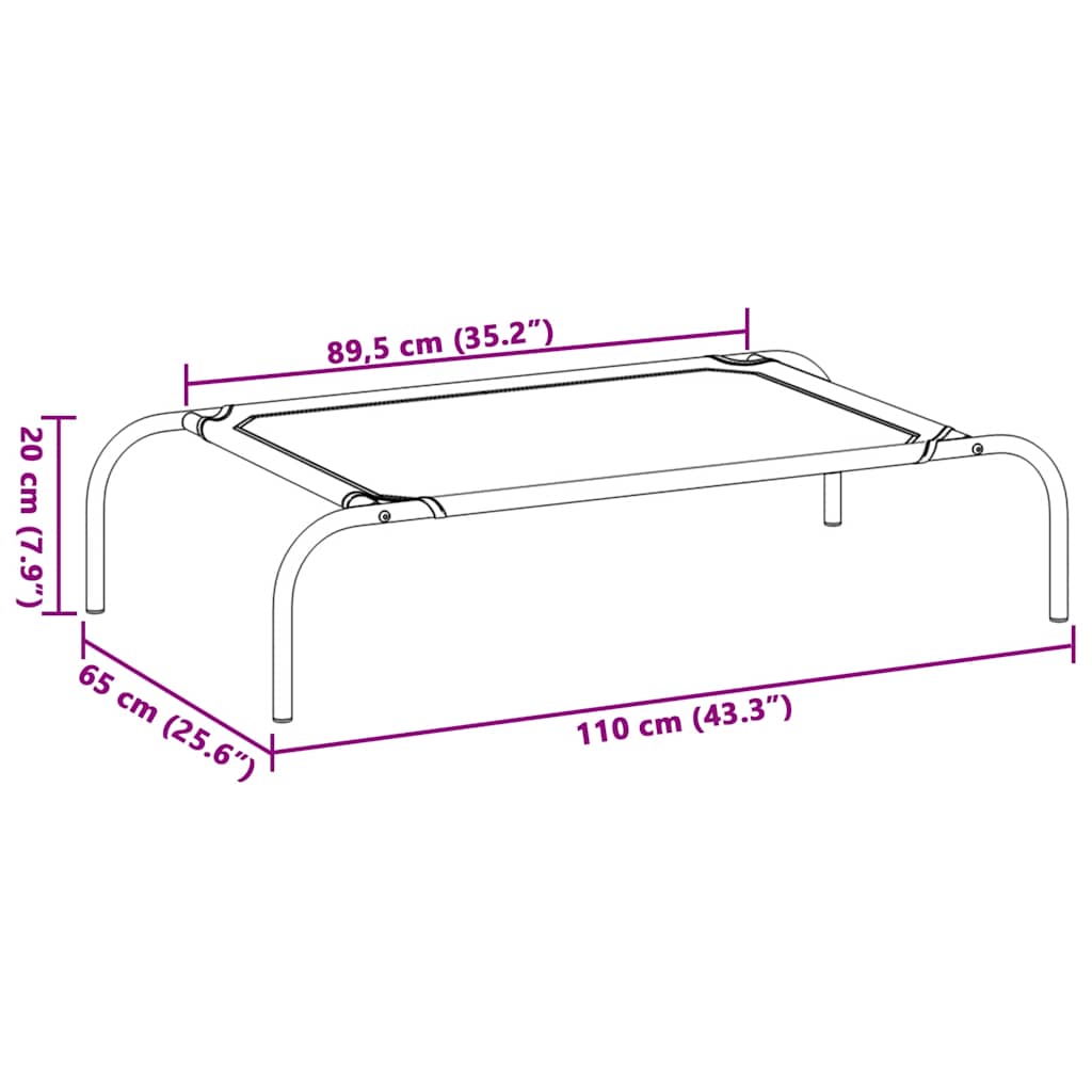 vidaXL Podwyższone legowisko dla psa czarne 110x65x20 cm