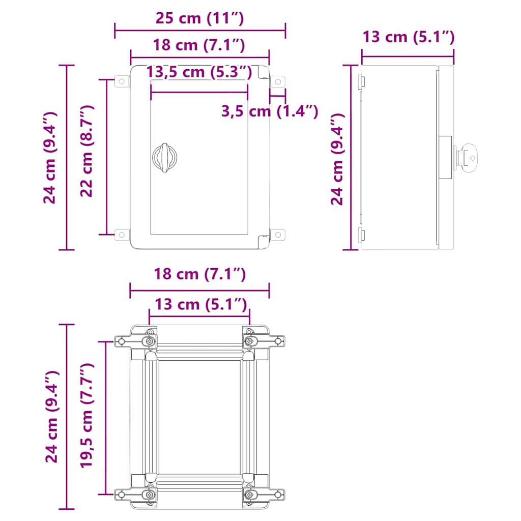 vidaXL Szafka sterownicza Szary 25 x 13 x 24 cm Plastik ABS