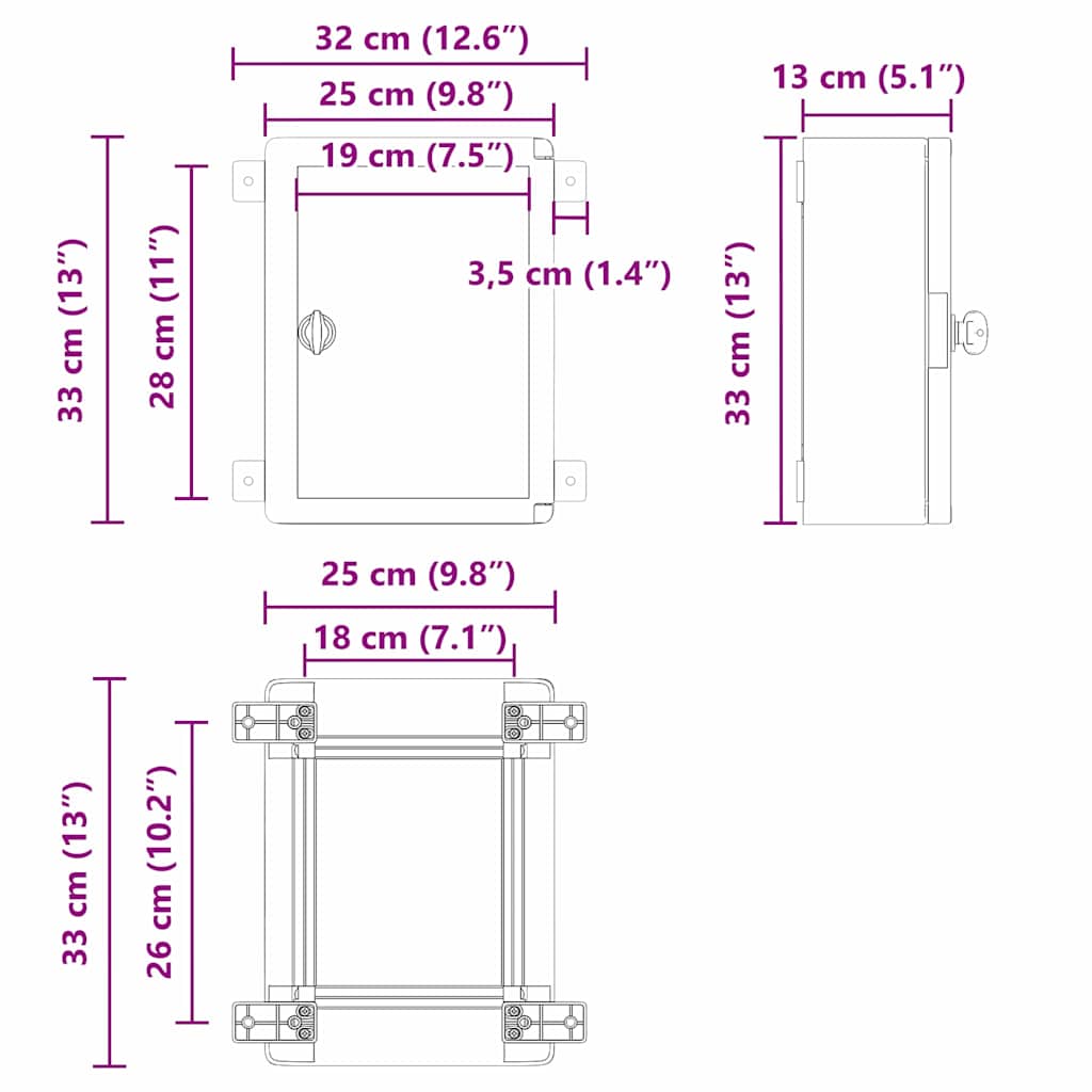 vidaXL Szafka sterownicza Szary 32 x 13 x 33 cm Plastik ABS