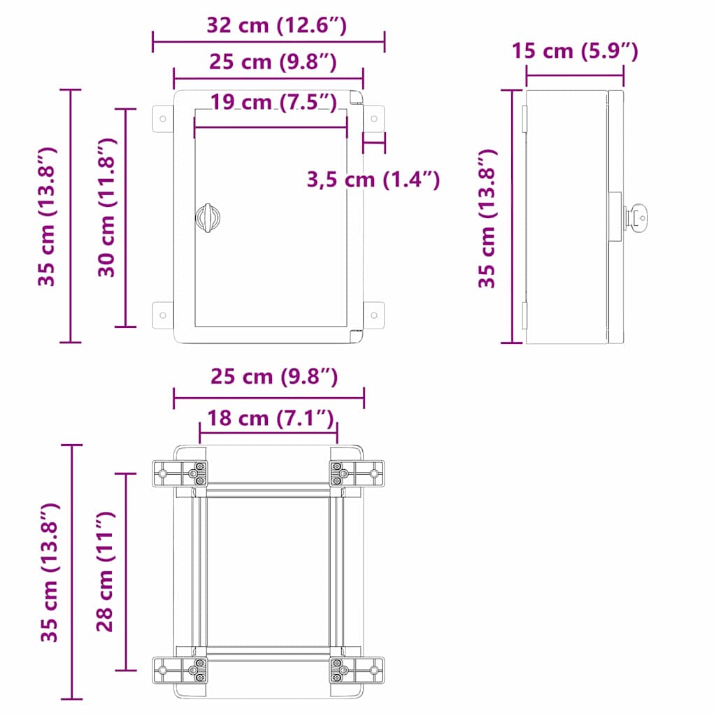 vidaXL Szafka sterownicza Szary 32 x 15 x 35 cm Plastik ABS